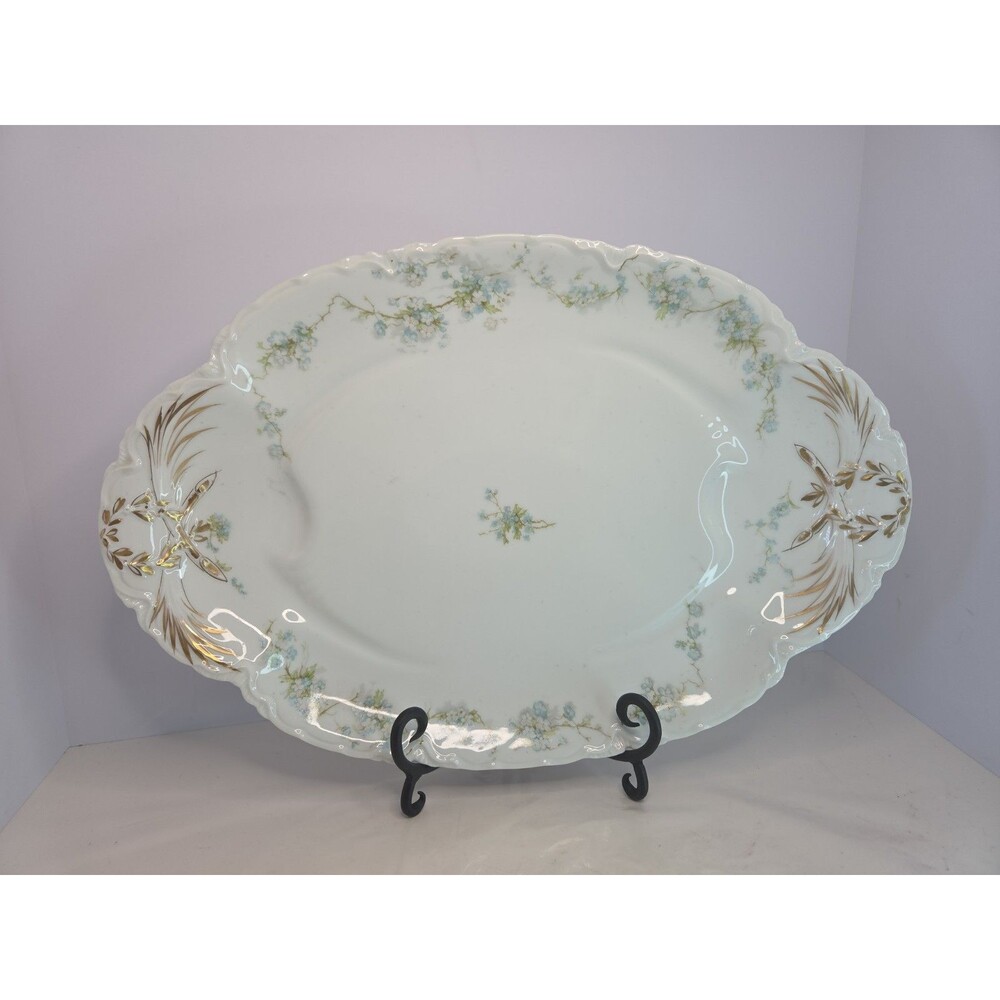 Haviland Co LIMOGES Antique Blue  Forget Me Not Platter 18” France, John Carson